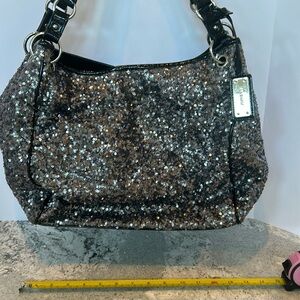 Silver with black accent hobo sequin bag!